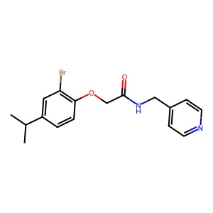 2-(2-bromo-4-propan-2-ylphenoxy)-N-(pyridin-4-ylmethyl)acetamide structure
