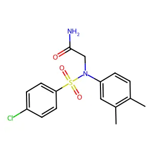 2-(N-(4-chlorophenyl)sulfonyl-3,4-dimethylanilino)acetamide structure