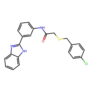 N-[3-(1H-benzimidazol-2-yl)phenyl]-2-[(4-chlorophenyl)methylsulfanyl]acetamide structure