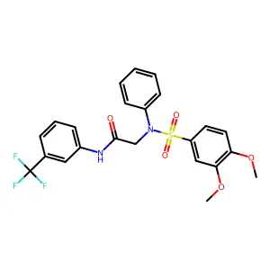 2-(N-(3,4-dimethoxyphenyl)sulfonylanilino)-N-[3-(trifluoromethyl)phenyl]acetamide structure