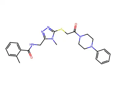 2-methyl-N-[(4-methyl-5-{[2-oxo-2-(4-phenylpiperazin-1-yl)ethyl]sulfanyl}-4H-1,2,4-triazol-3-yl)methyl]benzamide structure