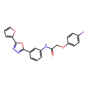 N-[3-[5-(furan-2-yl)-1,3,4-oxadiazol-2-yl]phenyl]-2-(4-iodophenoxy)acetamide structure
