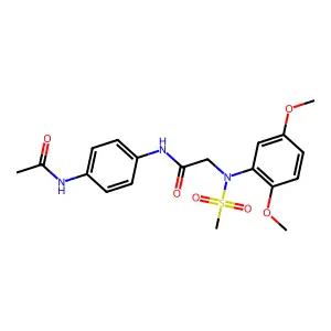 N-(4-acetamidophenyl)-2-(2,5-dimethoxy-N-methylsulfonylanilino)acetamide structure
