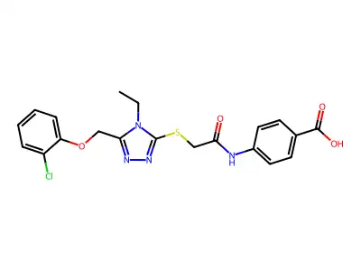 4-[[2-[[5-[(2-chlorophenoxy)methyl]-4-ethyl-1,2,4-triazol-3-yl]sulfanyl]acetyl]amino]benzoic Acid structure
