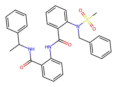 2-[[2-[benzyl(methylsulfonyl)amino]benzoyl]amino]-N-(1-phenylethyl)benzamide structure
