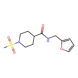 N-(furan-2-ylmethyl)-1-methylsulfonylpiperidine-4-carboxamide structure