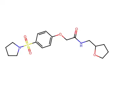 N-(oxolan-2-ylmethyl)-2-(4-pyrrolidin-1-ylsulfonylphenoxy)acetamide structure