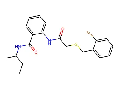 2-({[(2-bromobenzyl)sulfanyl]acetyl}amino)-N-(butan-2-yl)benzamide structure