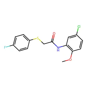 N-(5-chloro-2-methoxyphenyl)-2-(4-fluorophenyl)sulfanylacetamide structure