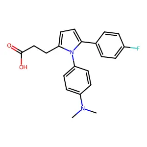 3-{1-[4-(dimethylamino)phenyl]-5-(4-fluorophenyl)-1H-pyrrol-2-yl}propanoic acid structure
