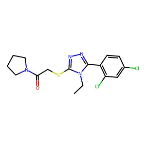 2-[[5-(2,4-dichlorophenyl)-4-ethyl-1,2,4-triazol-3-yl]sulfanyl]-1-pyrrolidin-1-ylethanone structure