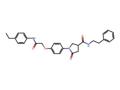 1-(4-{2-[(4-ethylphenyl)amino]-2-oxoethoxy}phenyl)-5-oxo-N-(2-phenylethyl)pyrrolidine-3-carboxamide structure