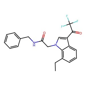 N-benzyl-2-[7-ethyl-3-(2,2,2-trifluoroacetyl)indol-1-yl]acetamide structure