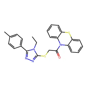 2-[[4-ethyl-5-(4-methylphenyl)-1,2,4-triazol-3-yl]sulfanyl]-1-phenothiazin-10-ylethanone structure