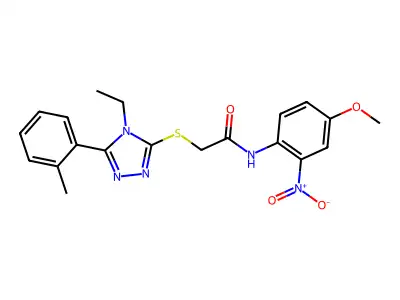 2-[[4-ethyl-5-(2-methylphenyl)-1,2,4-triazol-3-yl]sulfanyl]-N-(4-methoxy-2-nitrophenyl)acetamide structure