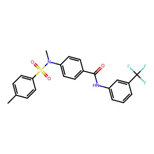 4-[methyl-(4-methylphenyl)sulfonylamino]-N-[3-(trifluoromethyl)phenyl]benzamide structure