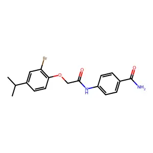 4-[[2-(2-Bromo-4-propan-2-ylphenoxy)acetyl]amino]benzamide structure