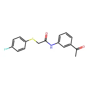 N-(3-acetylphenyl)-2-(4-fluorophenyl)sulfanylacetamide structure