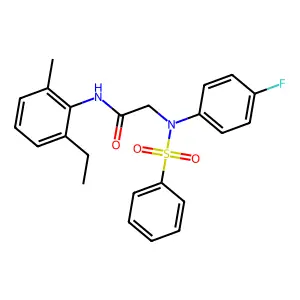 2-[N-(benzenesulfonyl)-4-fluoroanilino]-N-(2-ethyl-6-methylphenyl)acetamide structure