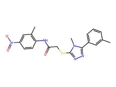 2-[[4-methyl-5-(3-methylphenyl)-1,2,4-triazol-3-yl]sulfanyl]-N-(2-methyl-4-nitrophenyl)acetamide structure