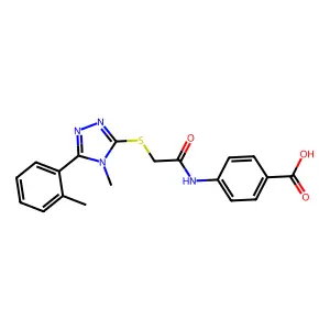 4-[({[4-methyl-5-(2-methylphenyl)-4H-1,2,4-triazol-3-yl]sulfanyl}acetyl)amino]benzoic acid structure