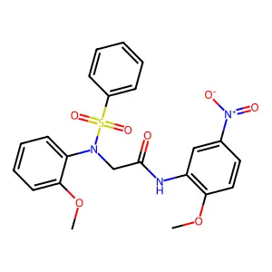 2-[N-(benzenesulfonyl)-2-methoxyanilino]-N-(2-methoxy-5-nitrophenyl)acetamide structure