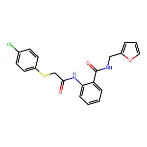 2-[[2-(4-chlorophenyl)sulfanylacetyl]amino]-N-(furan-2-ylmethyl)benzamide structure