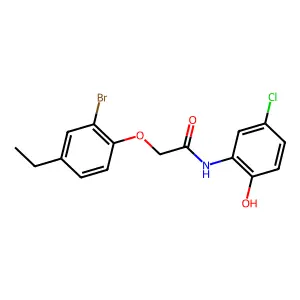 2-(2-bromo-4-ethylphenoxy)-N-(5-chloro-2-hydroxyphenyl)acetamide structure
