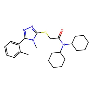 N,N-dicyclohexyl-2-[[4-methyl-5-(2-methylphenyl)-1,2,4-triazol-3-yl]sulfanyl]acetamide structure