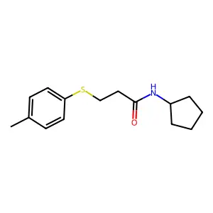 N-cyclopentyl-3-[(4-methylphenyl)sulfanyl]propanamide structure