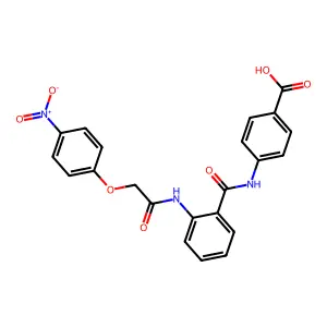 4-{[(2-{[(4-Nitrophenoxy)acetyl]amino}phenyl)carbonyl]amino}benzoic acid structure