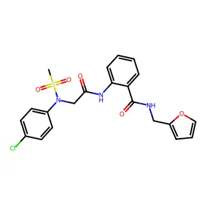 2-[[2-(4-chloro-N-methylsulfonylanilino)acetyl]amino]-N-(furan-2-ylmethyl)benzamide structure