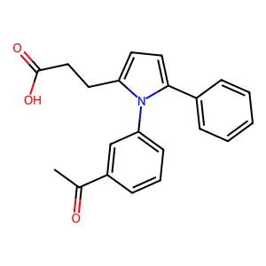 3-[1-(3-acetylphenyl)-5-phenyl-1H-pyrrol-2-yl]propanoic acid structure