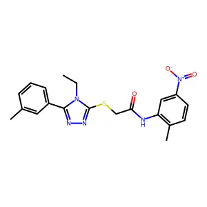 2-[[4-ethyl-5-(3-methylphenyl)-1,2,4-triazol-3-yl]sulfanyl]-N-(2-methyl-5-nitrophenyl)acetamide structure