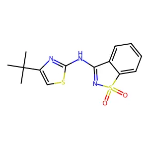 N-(4-tert-butyl-1,3-thiazol-2-yl)-1,2-benzothiazol-3-amine 1,1-dioxide structure