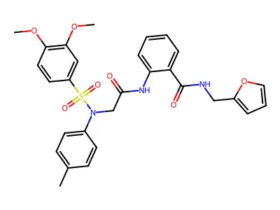 2-({N-[(3,4-dimethoxyphenyl)sulfonyl]-N-(4-methylphenyl)glycyl}amino)-N-(furan-2-ylmethyl)benzamide structure