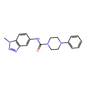N-(1-methylbenzotriazol-5-yl)-4-phenylpiperazine-1-carboxamide structure