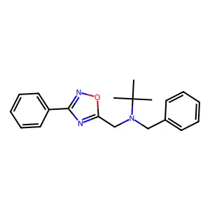 N-benzyl-2-methyl-N-[(3-phenyl-1,2,4-oxadiazol-5-yl)methyl]propan-2-amine structure