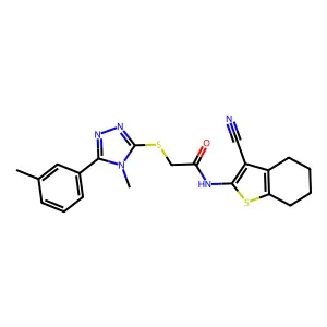 N-(3-cyano-4,5,6,7-tetrahydro-1-benzothiophen-2-yl)-2-[[4-methyl-5-(3-methylphenyl)-1,2,4-triazol-3-yl]sulfanyl]acetamide structure