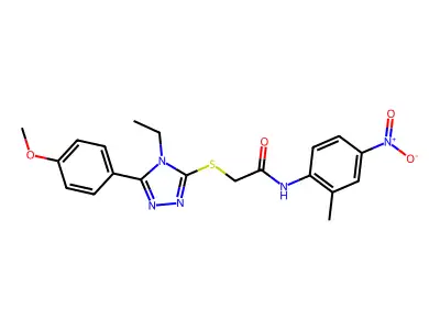 2-[[4-ethyl-5-(4-methoxyphenyl)-1,2,4-triazol-3-yl]sulfanyl]-N-(2-methyl-4-nitrophenyl)acetamide structure