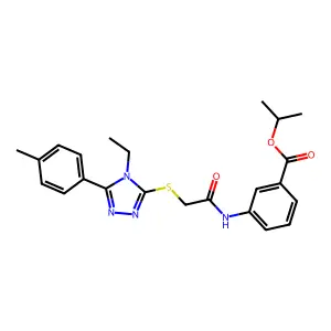 propan-2-yl 3-[({[4-ethyl-5-(4-methylphenyl)-4H-1,2,4-triazol-3-yl]sulfanyl}acetyl)amino]benzoate structure