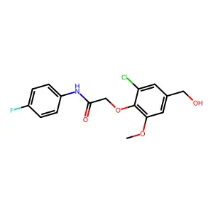 2-[2-chloro-4-(hydroxymethyl)-6-methoxyphenoxy]-N-(4-fluorophenyl)acetamide structure