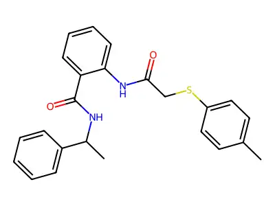 2-({[(4-methylphenyl)sulfanyl]acetyl}amino)-N-(1-phenylethyl)benzamide structure