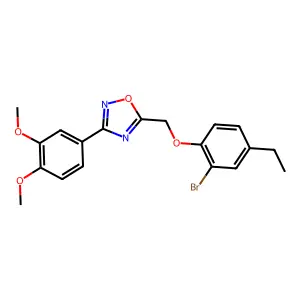 5-[(2-Bromo-4-ethylphenoxy)methyl]-3-(3,4-dimethoxyphenyl)-1,2,4-oxadiazole structure