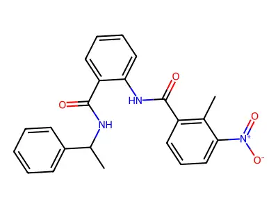 2-methyl-3-nitro-N-[2-(1-phenylethylcarbamoyl)phenyl]benzamide structure