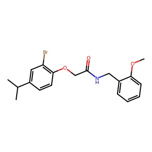 2-(2-bromo-4-propan-2-ylphenoxy)-N-[(2-methoxyphenyl)methyl]acetamide structure