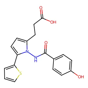 3-[1-[(4-hydroxybenzoyl)amino]-5-(2-thienyl)-1H-pyrrol-2-yl]propanoic acid structure
