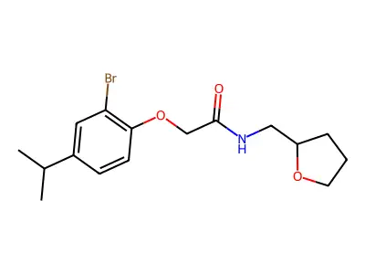 2-(2-bromo-4-propan-2-ylphenoxy)-N-(oxolan-2-ylmethyl)acetamide structure