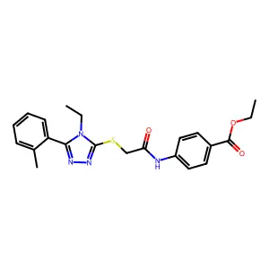 ethyl 4-[({[4-ethyl-5-(2-methylphenyl)-4H-1,2,4-triazol-3-yl]sulfanyl}acetyl)amino]benzoate structure