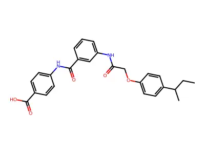 4-({[3-({[4-(Butan-2-yl)phenoxy]acetyl}amino)phenyl]carbonyl}amino)benzoic acid structure